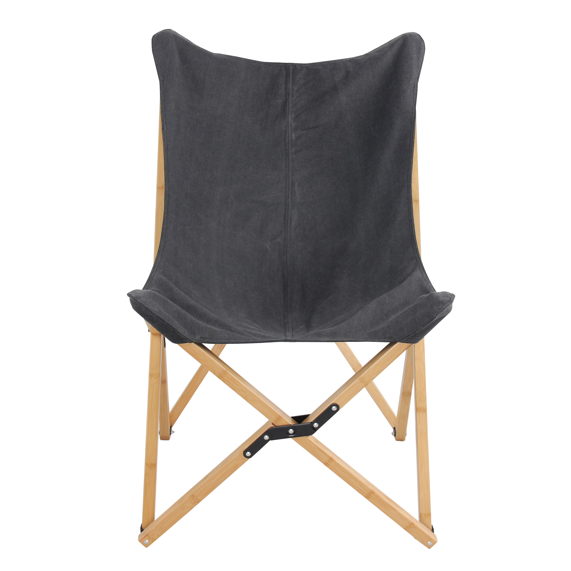 AMERIHOME, Canvas and Bamboo Butterfly Chair - Black, Included (qty.) 1 Model# BFCBCBLK